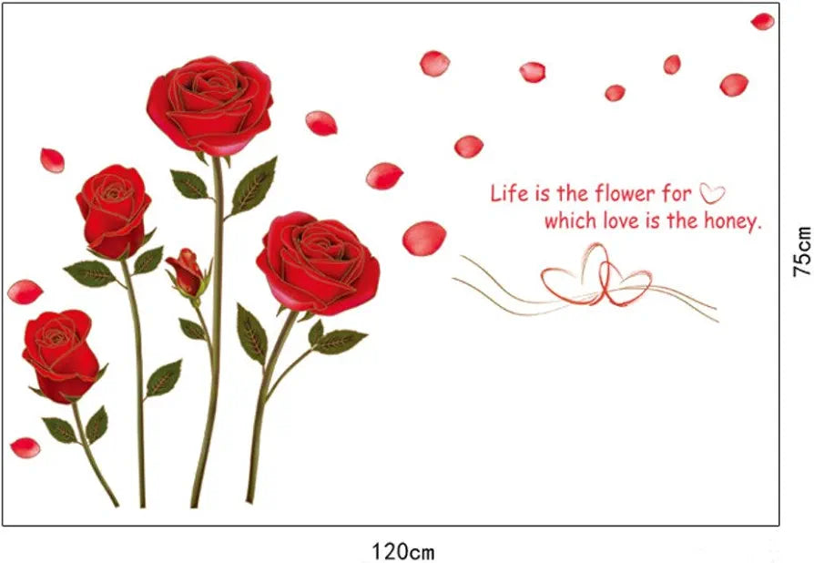 Decals Design Romantic Rose Flowers Wall Sticker