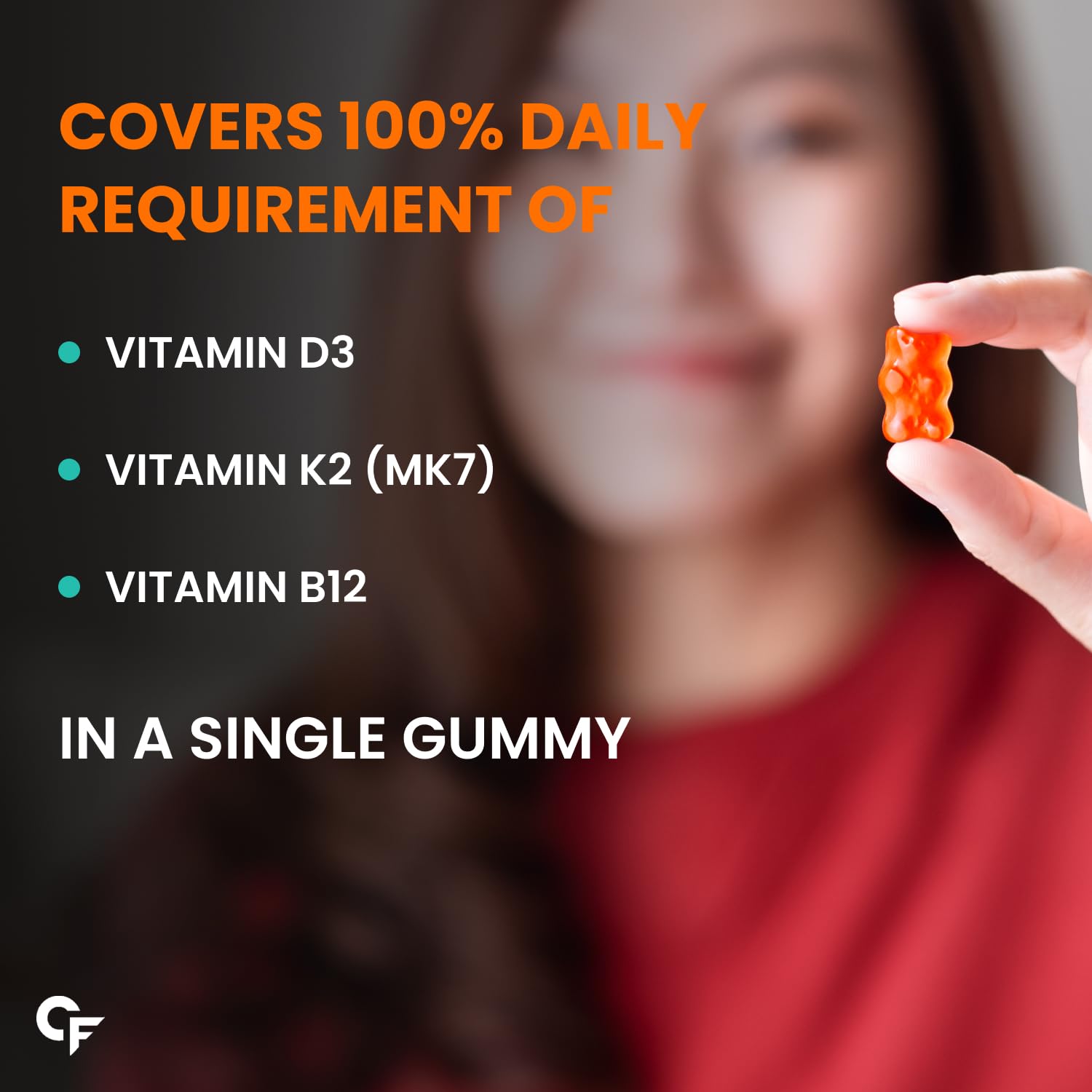Carbamide Forte Vitamin D3 K2 B12 Gummies | Vitamin B12 Supplements | B12 Supplements For Bone Health & Immunity | Veg Lichen Source D3 Supplement | Mango Flavoured - 60 Gummies