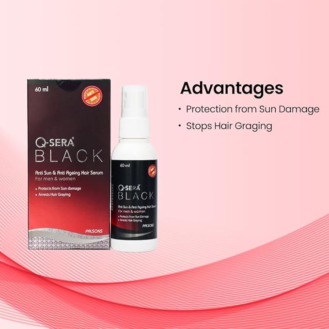 Qsera Black Anti Sun And Anti Ageing Hair Serum - 60 ml