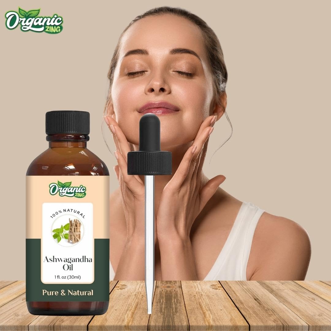 Organic Zing Ashwagandha (Withania Somnifera) Oil | Carrier Oil for Skincare, Hair Care & Massage - 30 Ml