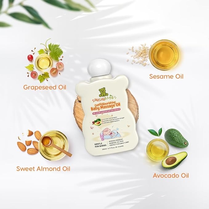ShuShu Babies Gently Nourishing Baby Massage Oil - 200 ml (Pack of 2)