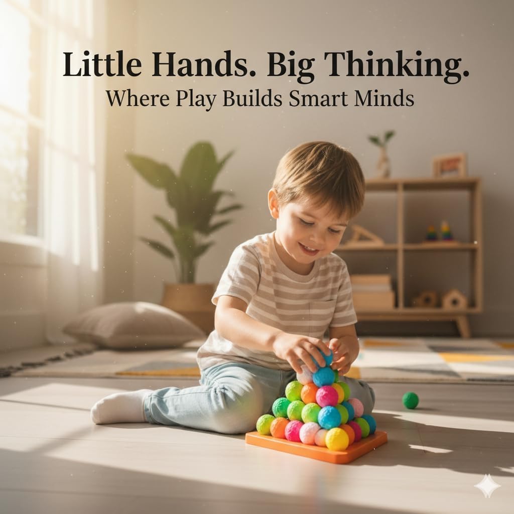 Toymate Pyramid Ball Puzzle for Kids Colourful Stacking & Balancing Game