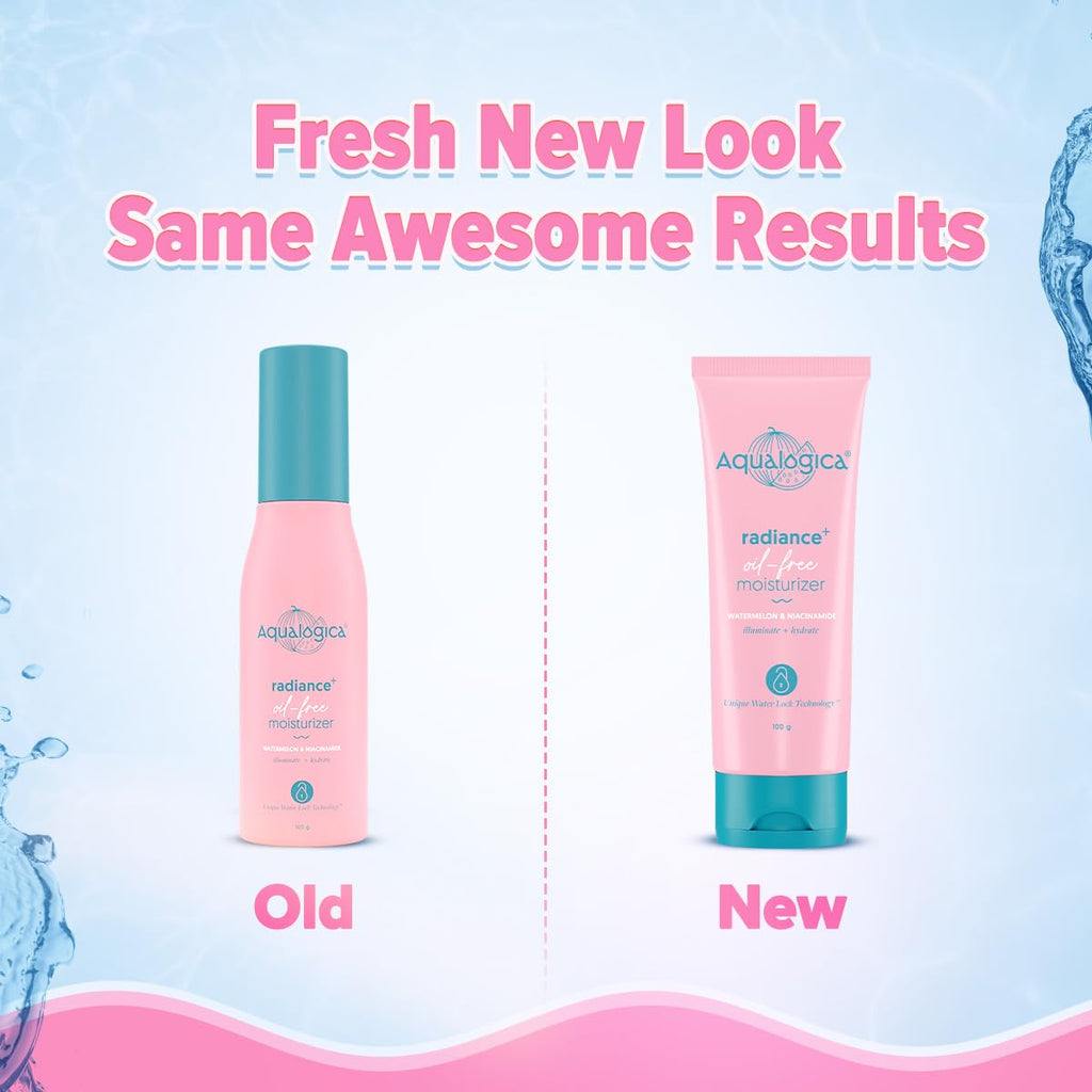 Aqualogica Radiance+ Oil-Free Moisturizer with Watermelon & Niacinamide for Deeply Nourished, Combination Skin, Oil-Free & Radiant Skin of Men & Women -100g