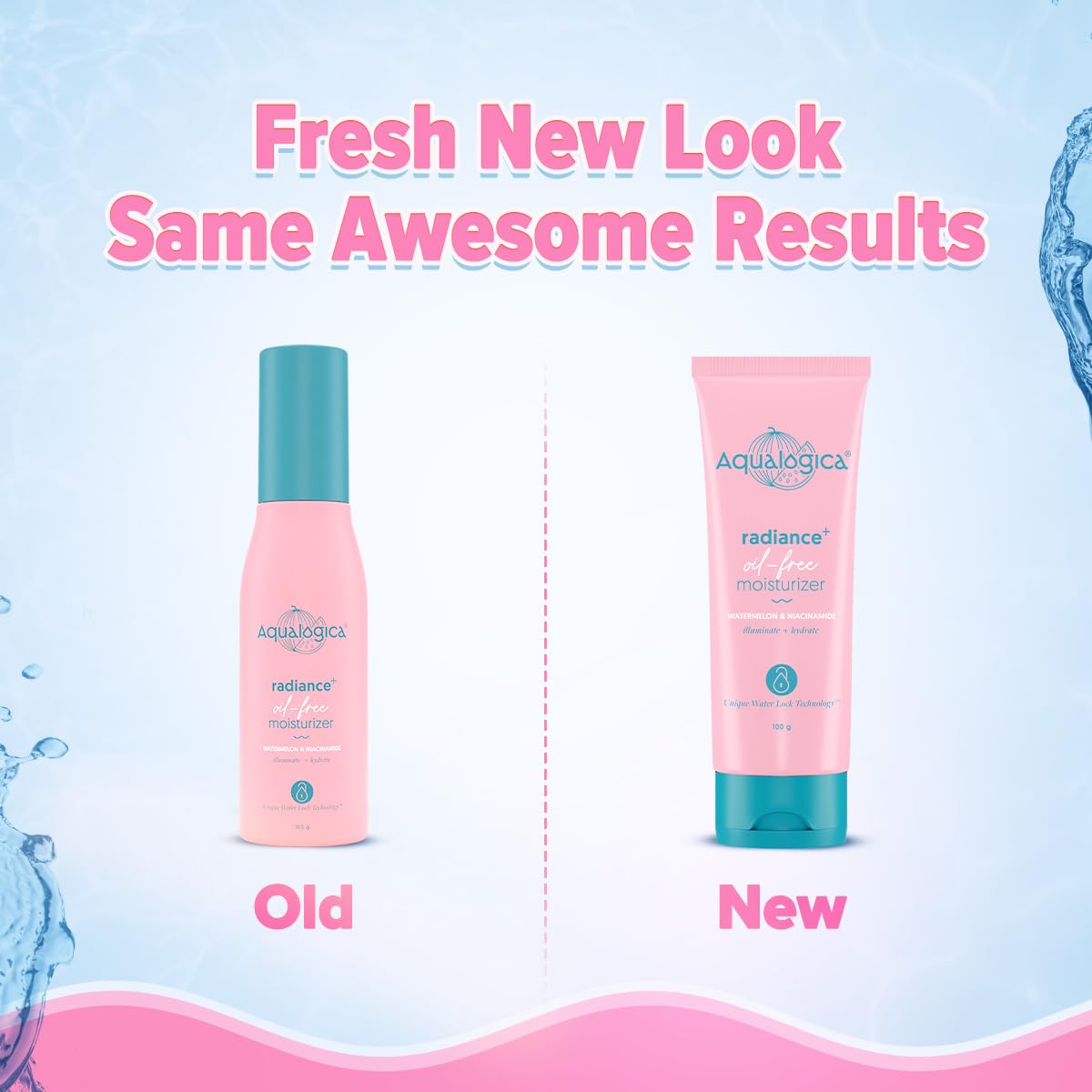 Aqualogica Radiance+ Oil-Free Moisturizer with Watermelon & Niacinamide for Deeply Nourished, Combination Skin, Oil-Free & Radiant Skin of Men & Women -100g