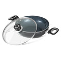 Vinod Zest Ceramica Kadai with Glass Lid - 2.5 Litre (24 cm) | Natural Stick Free Deep Kadhai | Stylish Handle