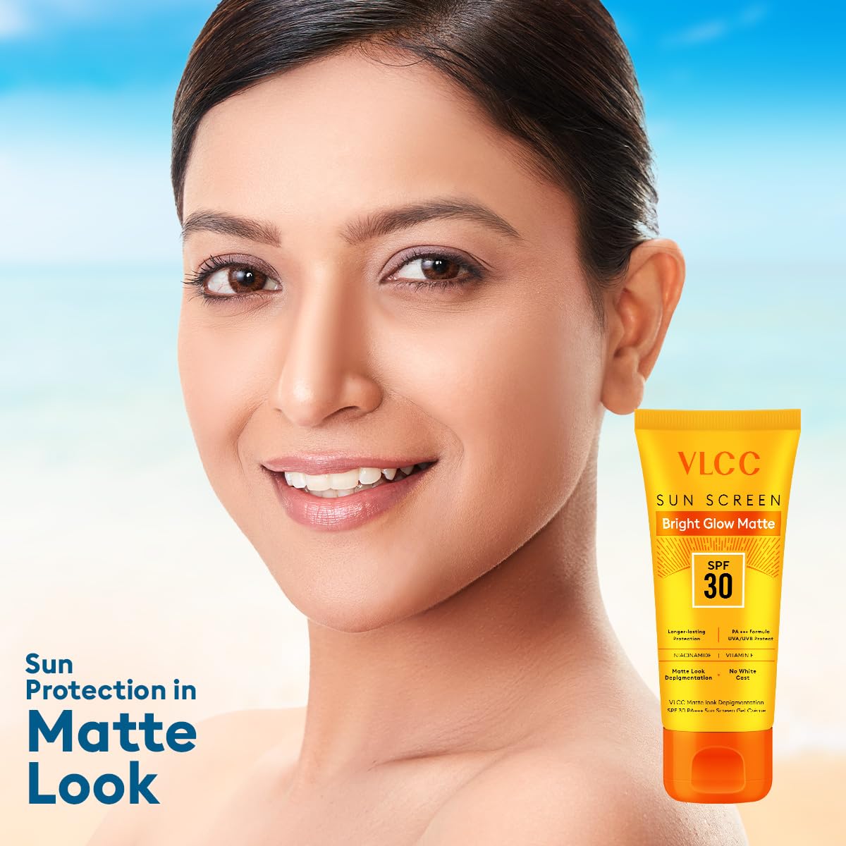 VLCC Bright Glow Matte SPF 30 Sunscreen with PA+++ | Non-Greasy Tinted Formula with Niacinamide, Vitamin E & Grapefruit Extract | Broad Spectrum UVA/UVB Protection | Reduces Pigmentation & Tanning