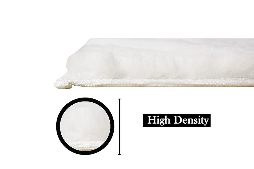 Luxe Home International Ruffle Bath Mat Rabbit Fur 1000 GSM Bathroom Door Rectangular Foot Mats 45X75 Cm Colour White