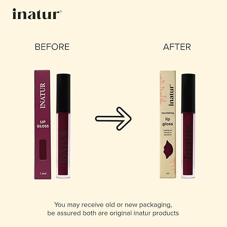 Inatur Wine Lip Gloss Shiny Lips - 2 ml