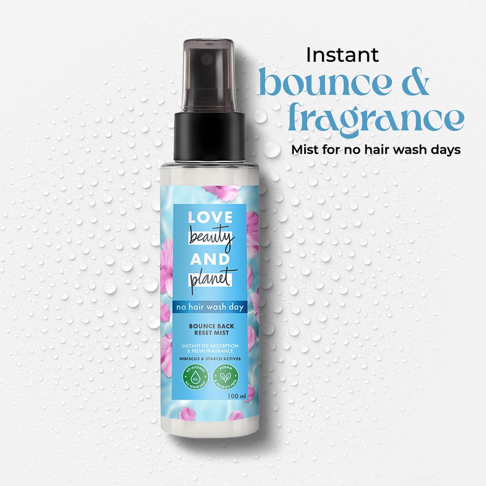 Love Beauty & Planet Reset Mist - No Alcohol Dry Shampoo | For Bouncy & Fresh Hair 100 ml