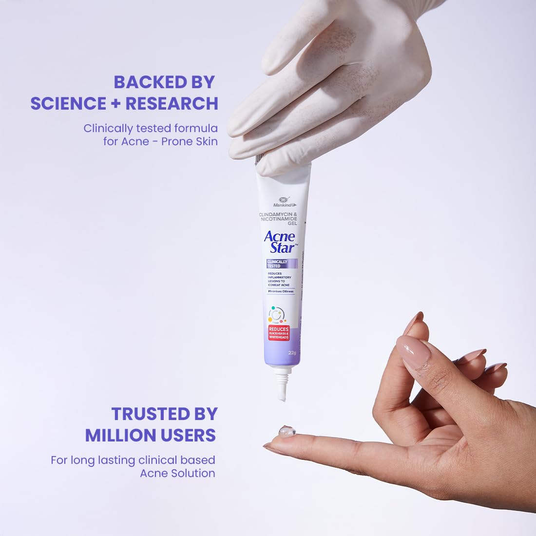 Mankind Acne Star Clindamycin And Nicotinamide Tube Face Gel - 22 Gms