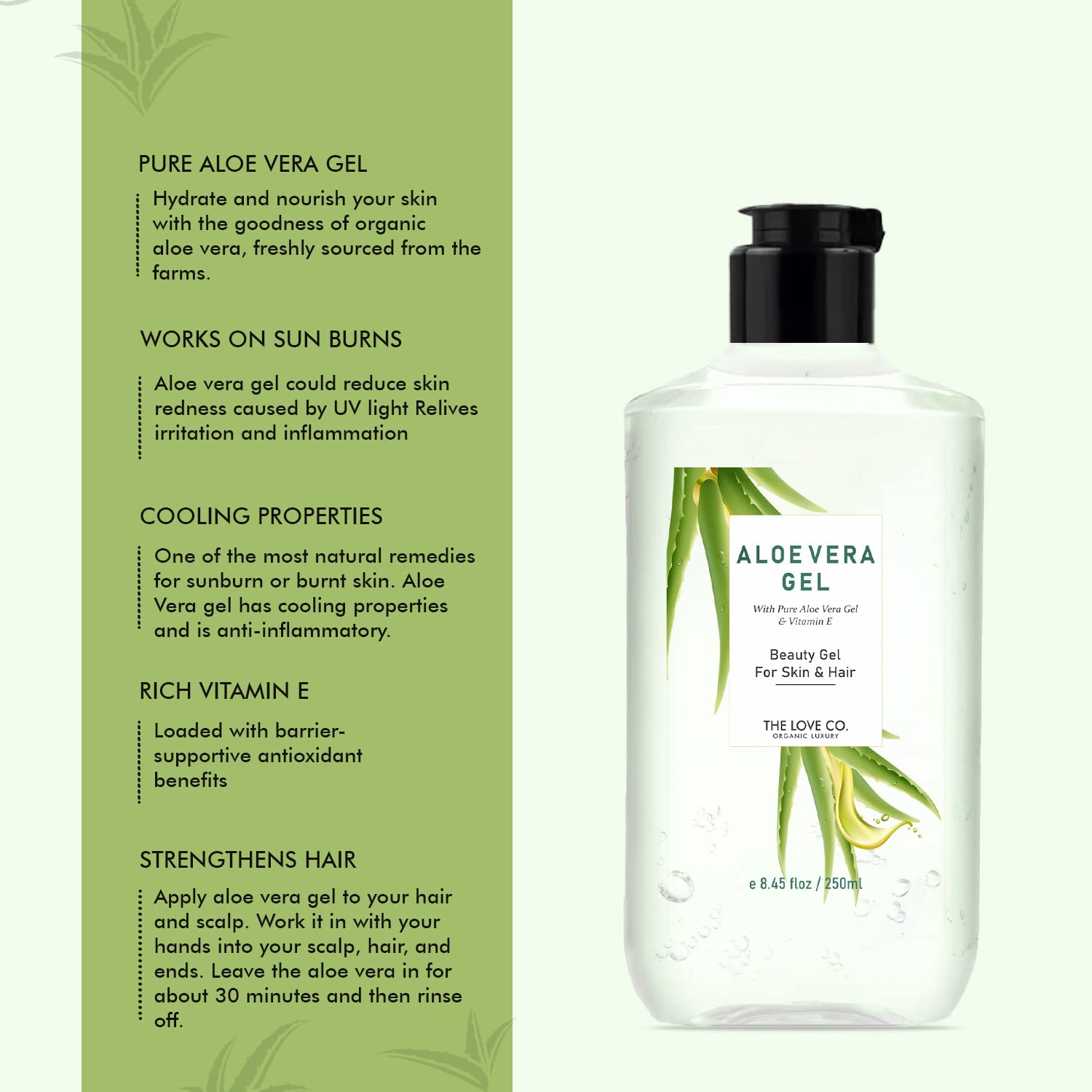 The Love Co. Pure Aloe Vera Gel + Tea Tree Gel 250mlx2 | Pack of 2
