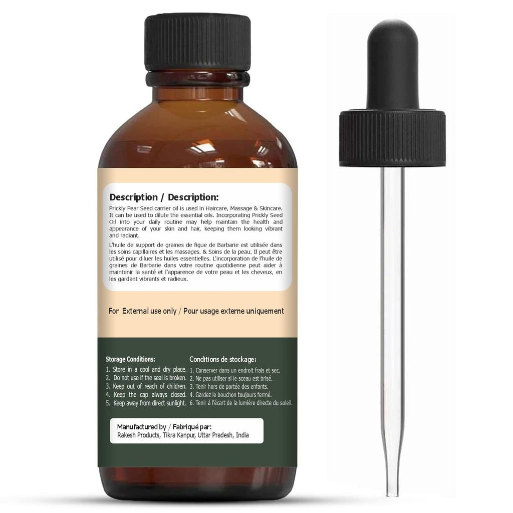 Organic Zing Prickly Pear Seed (Opuntia basilaris P) Oil | Carrier Oil for Massage, Skincare & Haircare - 30 Ml