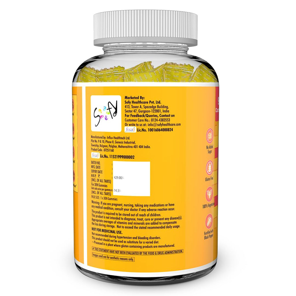NATURYZ Turmeric + Ginger Gummies â€“ Lung detox Supplement with 95% Curcumin & Piperine | Powerful Joint, Immunity, Respiratory & Inflammation Support | High Absorption Formula with Curcuma Longa Extract | Vegan, Non-GMO, 30 Gummies (Mix Fruit Flavour)
