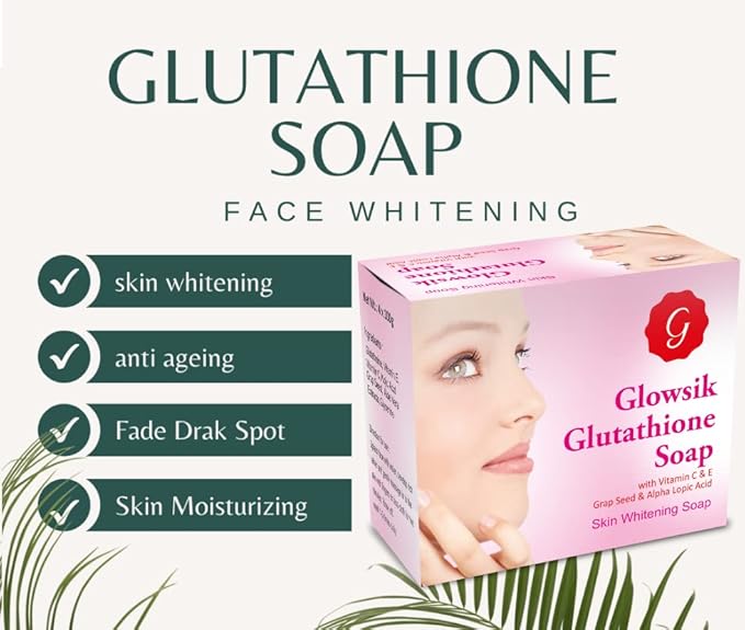 Glowsik Glutathione Skin Whitening & Glowsik Soap With Grape Seed, Vitamin C - 100 Gms Each - Pack of 4