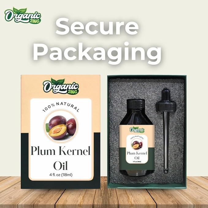 Organic Zing Plum Kernel (Prunus Domestica) Oil | Carrier Oil Haircare, Skincare & Massage - 118 Ml