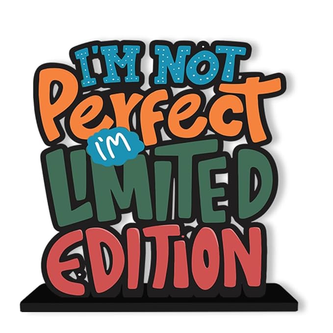 Artvibes Wooden Idols and Figurine I Am Not Perfect Limited Edition Inspirational Quotes Table Decoration for Office Desk