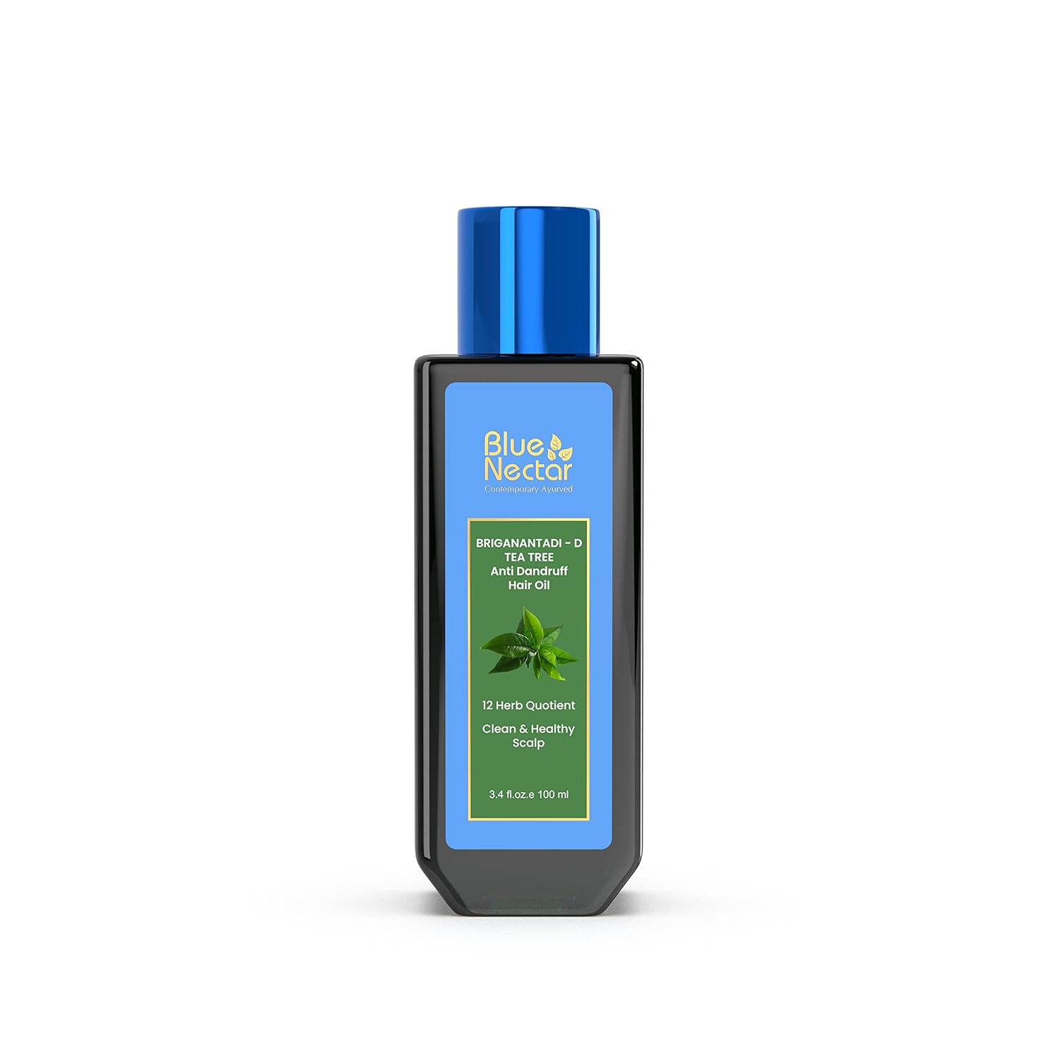 Blue Nectar Anti Dandruff Hair Oil | Ayurvedic Hair Oil with Neem, Tea Tree & Bhringraj for Hair Growth & Dandruff | Non-Sticky Hair Oil for Dry Scalp (12 Herbs, 100ml)