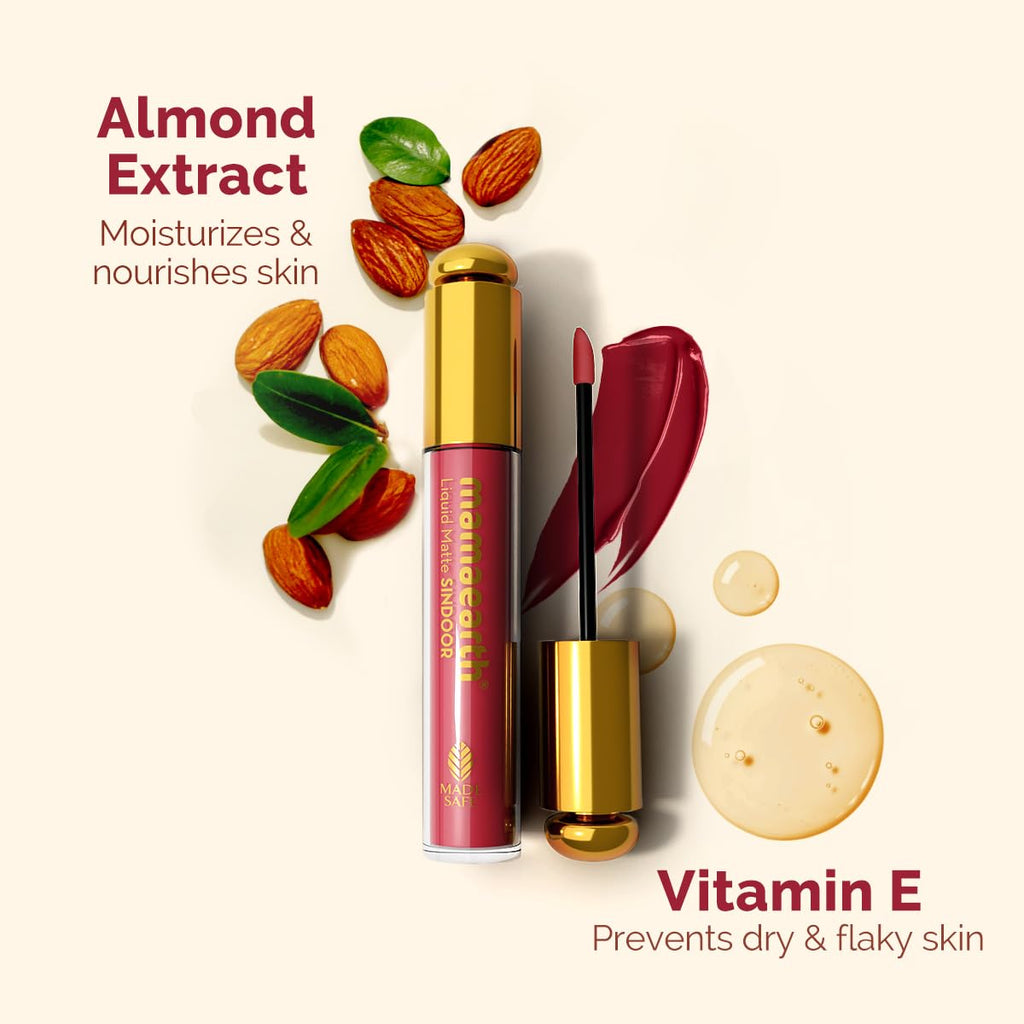 Mamaearth Liquid Matte Sindoor with Almond Extract & Vitamin E - 2.8 ml | 02 - Maroon | India’s First Made Safe Certified Sindoor | Mercury & Lead Free | Long-lasting & Smudge-proof