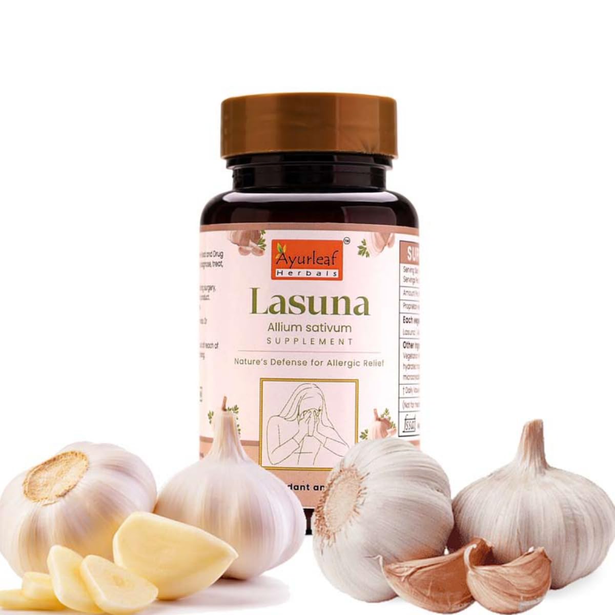 Ayurleaf Herbals Lasuna (Garlic) Capsules - 60 Caps