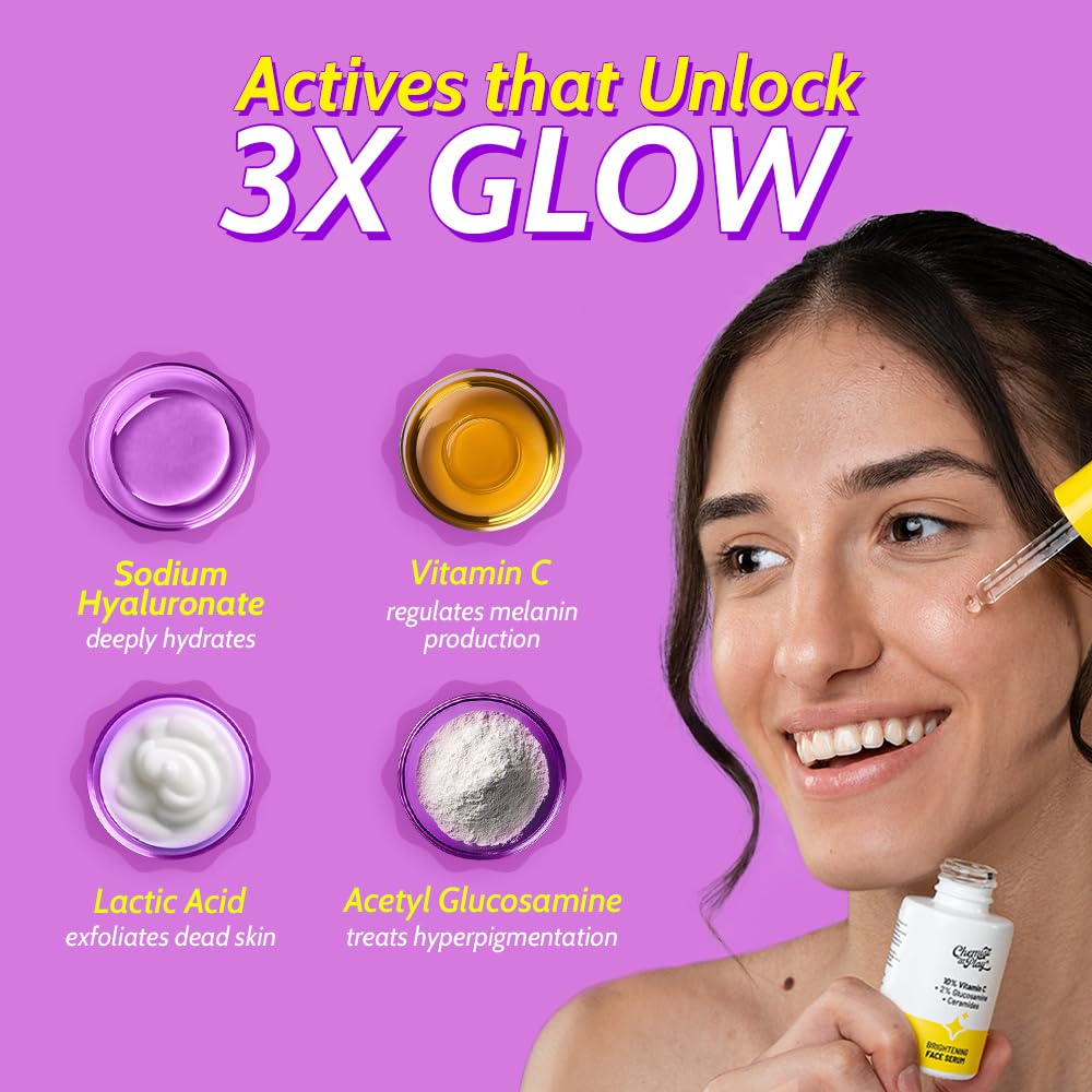 Chemist At Play 10% Vitamin C Serum for Glowing Skin | Pigmentation & Dark Spots | Skin Brightening Face Serum | With Ethyl Ascorbic Acid, Lactic Acid & Glucosamine | For Men & Women | 10 ml
