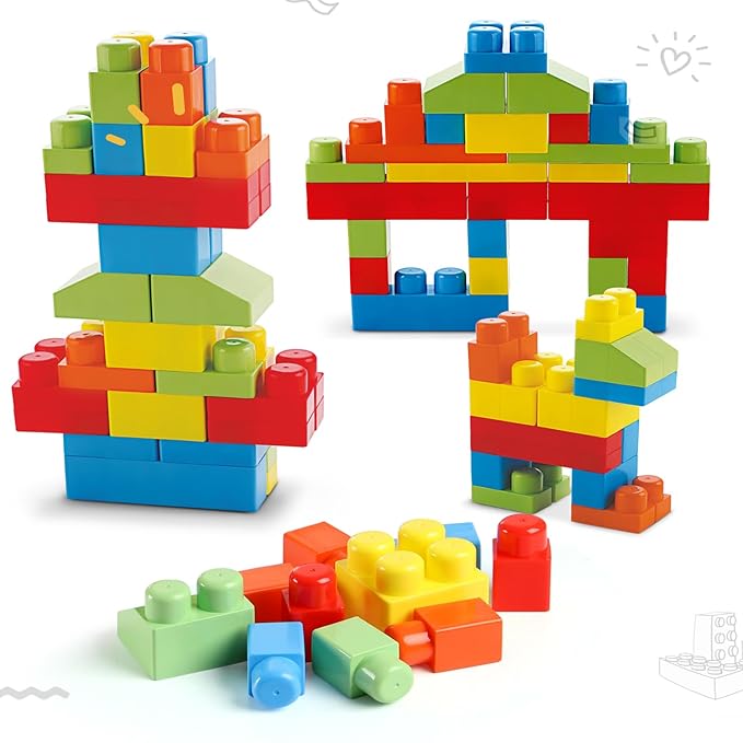 Firstcry Intelliskills Premium 40 Pcs Mega Building Blocks for Kids for 3 Years | Construction Block Set for Kids Fun Learning Educational Toy