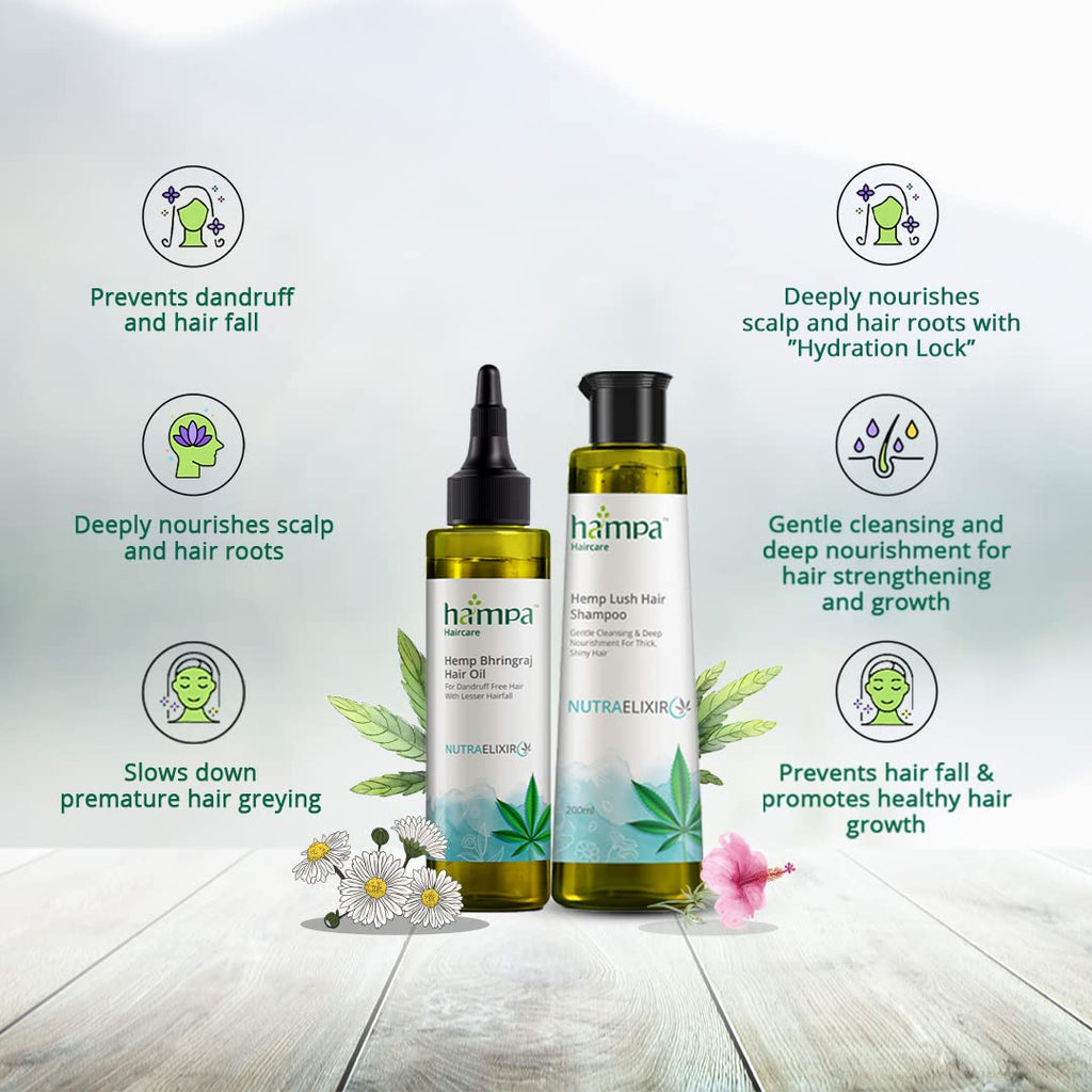 Hampa Hemp Bhringraj Hair Oil and Lush Hair Shampoo Combo