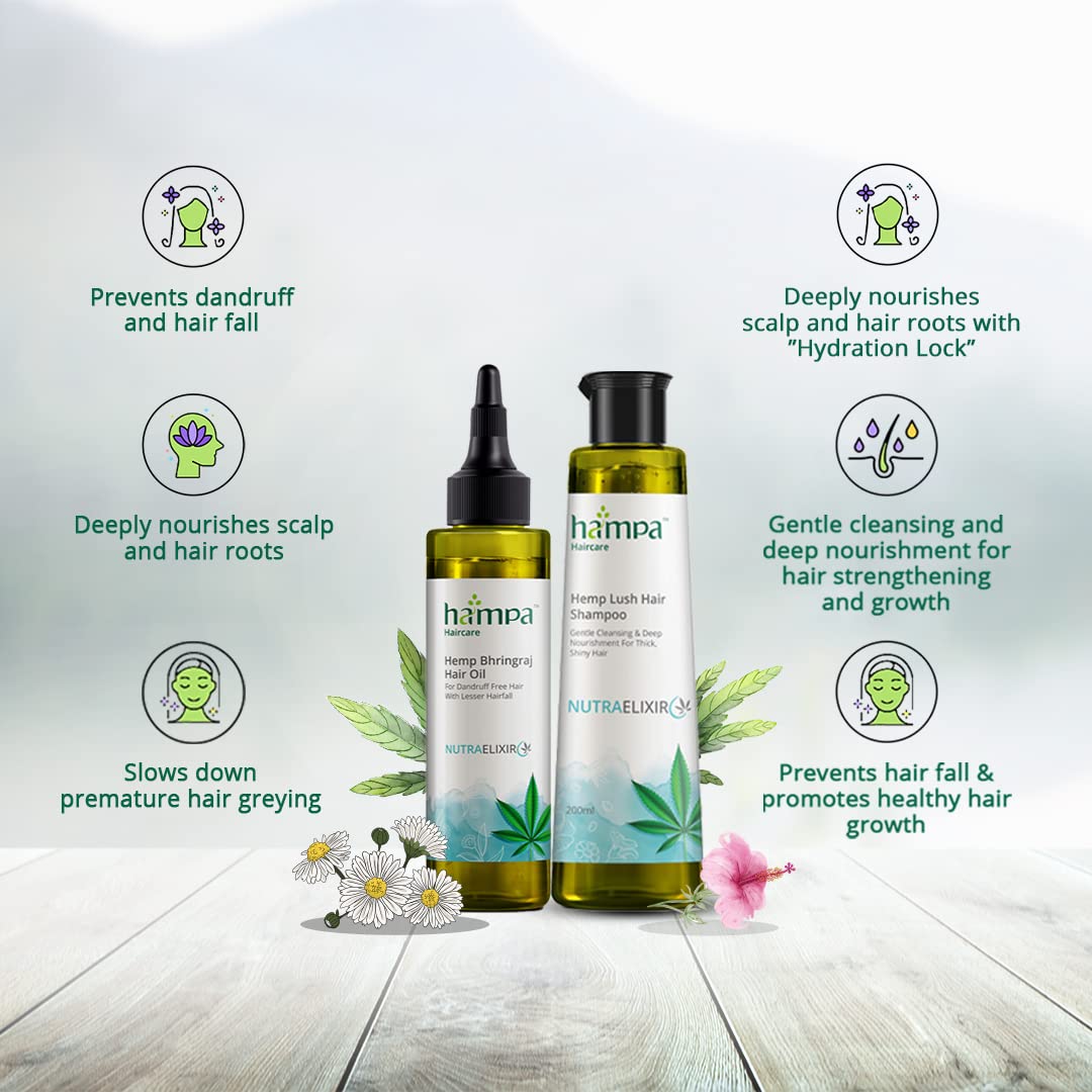 Hampa Hemp Bhringraj Hair Oil and Lush Hair Shampoo Combo