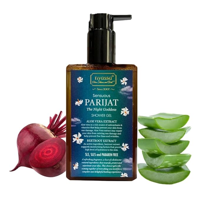 Nyassa Sensuous Parijat Shower Gel - 215 Ml | Soft, Glowing & Moisturised Skin