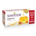 Santoor PureGlo Glycerine Soap with Almond Oil and Glycerine - 125 gms (Pack of 6)