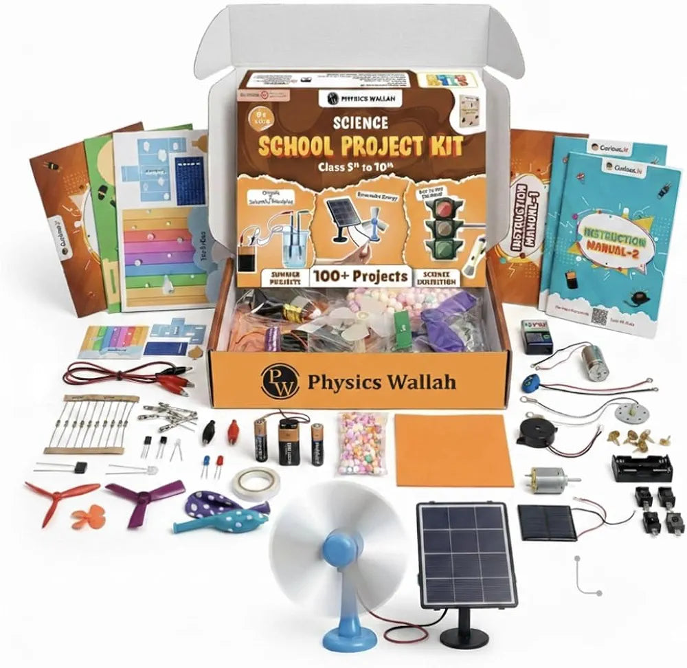 PW School Project Science Experiment Kit for Kids, 100+ Experiments with Solar Panel for Project, Science Kit for Ages 5 to 10 Years Stem Kit