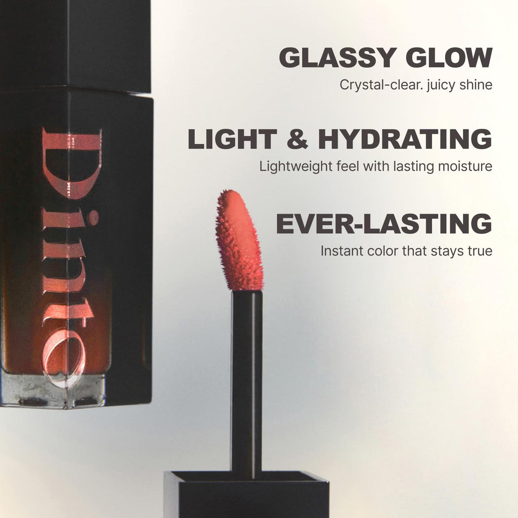 DINTO Blur-Glowy Lip Tint (218 Memento Mori 3.5g) Hydrating Glossy Korean Lip Tint, Glass Shine Finish, Lightweight Non-Sticky Long Lasting Lip Stain, Moisturizing Lip Color, Vegan & Cruelty-Free