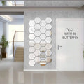 Bikri Kendra 28 Hexagon Silver with 20 Butterfly Stickers for Wall Mirror Stickers 3D Acrylic Stickers
