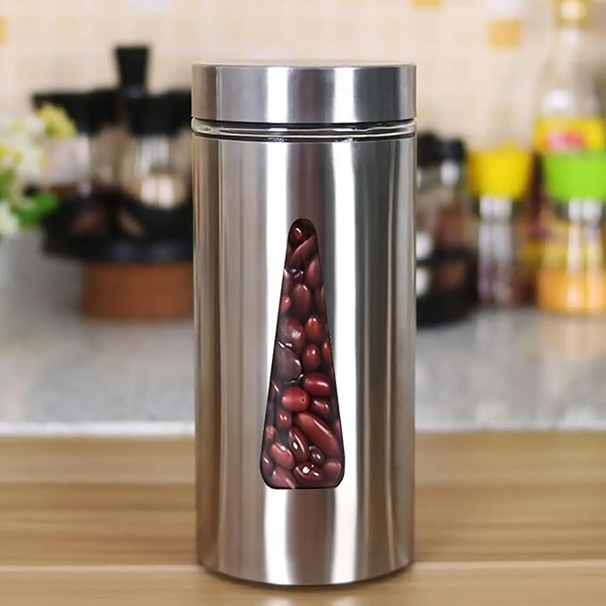 Femora Kitchen Storage Jars Steel Finish With See Through Window Jar | 1300 Ml | Pack of 2