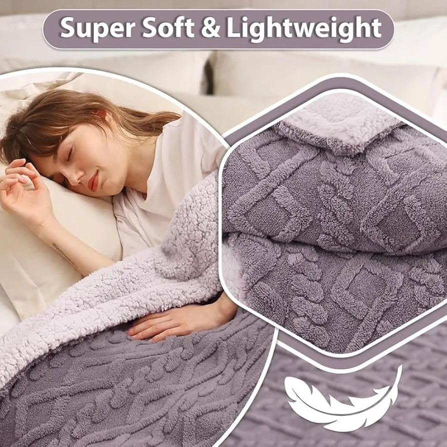 Homekart Flannel with Sherpa Luxurious Super Soft Fluffy Cozy Single Bed Blanket for Winter 500GSM Blanket Quilt Rajaai Color Levender