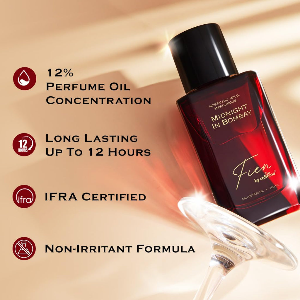 mCaffeine FIEN Midnight in Bombay Coffee & Vanilla Perfume for Men & Women, 100ml | 12 Hrs Long Lasting | Woody Gourmand EDP | Coffee, Vanilla & Chocolate | Premium Fragrance for Every Occasion- 100ml