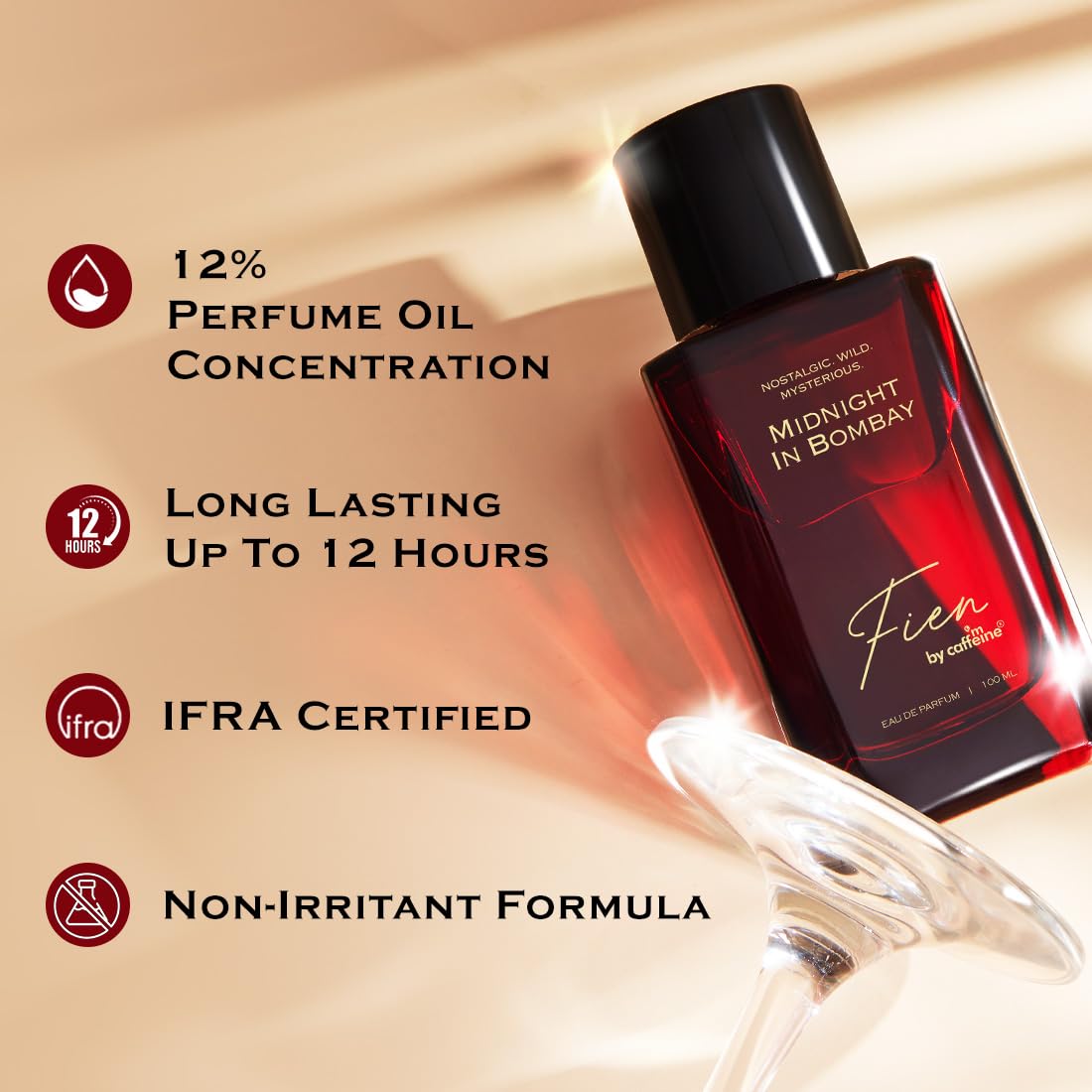 mCaffeine FIEN Midnight in Bombay Coffee & Vanilla Perfume for Men & Women, 100ml | 12 Hrs Long Lasting | Woody Gourmand EDP | Coffee, Vanilla & Chocolate | Premium Fragrance for Every Occasion- 100ml