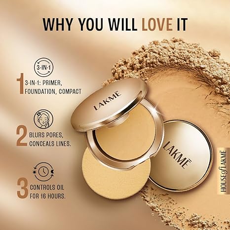 Lakme 9 To 5 Primer with Matte Powder Foundation Compact  Ivory Cream - 9 gms