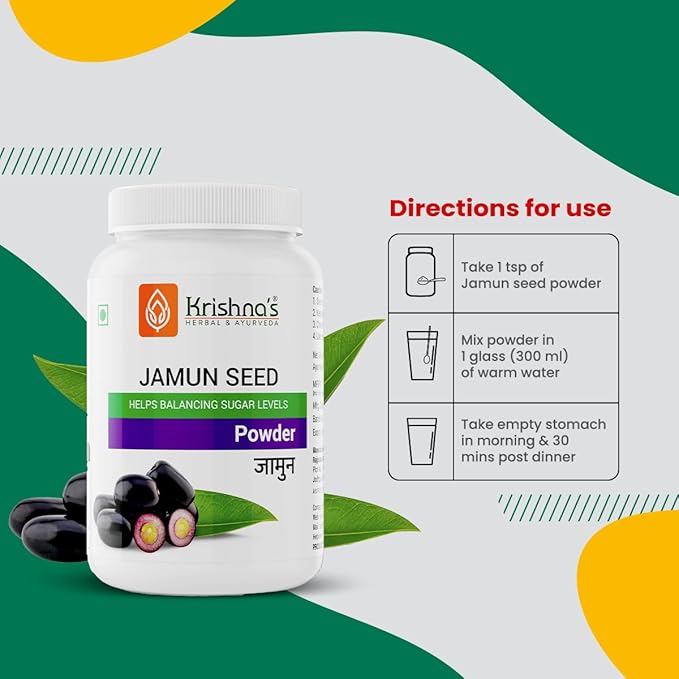 Krishna's Herbal & Ayurveda Jamun Seed Powder - 100 gms