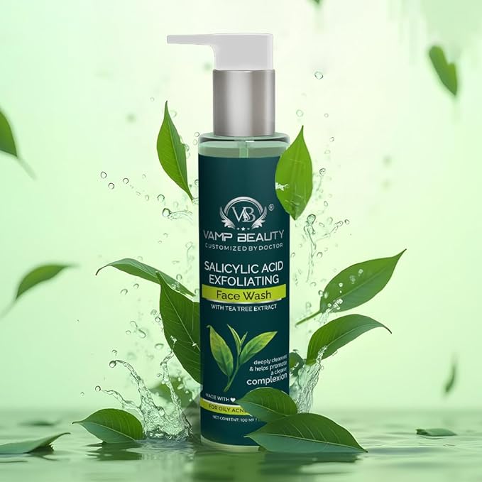 Vamp Beauty 0.50% Salicylic Acid Exfoliating Face Wash With Goodness of Tea Tree Extract - 100 Ml