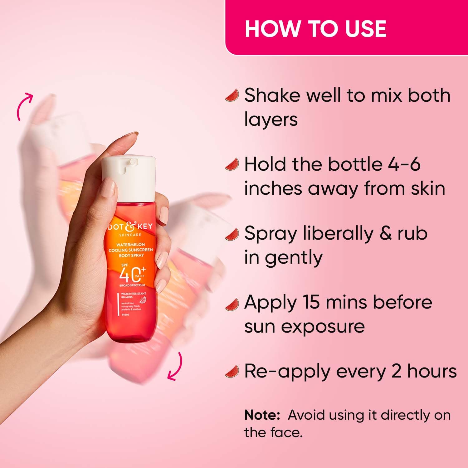 DOT & KEY Watermelon Cooling Sunscreen Body Spray Spf 40 Pa+++ For All Skin Types - 110Ml|Sun Protection Lotion|Broad Spectrum Uv Protection|Alcohol Free|Non Greasy & Non Sticky|For Women & Men