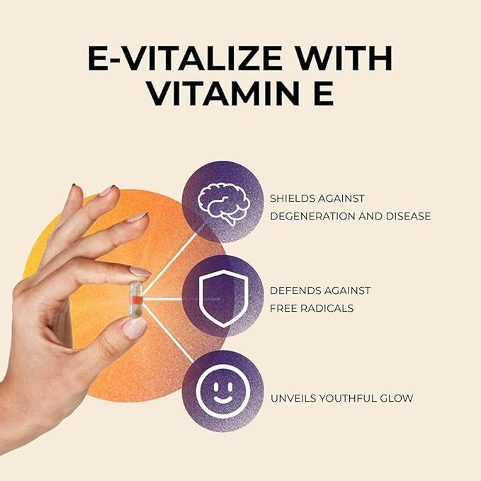 Vieroots Natural E (400 IU) Powerful Antioxidant for Cellular Protection - 30 Cap
