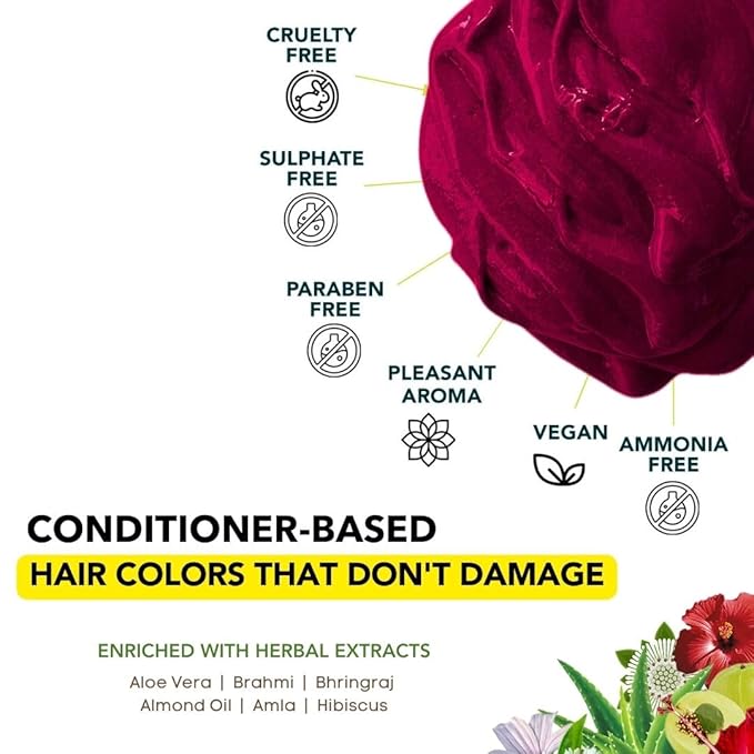 Paradyes Top-up Semi-permanent Ruby Wine Diy Conditioner Based Hair Colour - 120 Gms