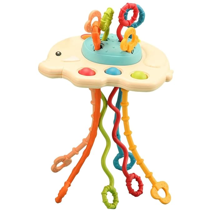 Kidology Elephant Pull String Toy for Babies 6+ Months Teething Strings