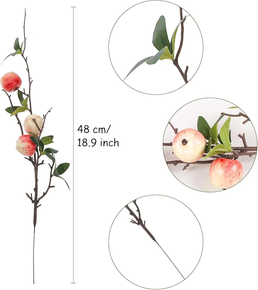 Artificial Fake Plant Flowers Artificial Apple Fruit Flower Stick 6 Pcs