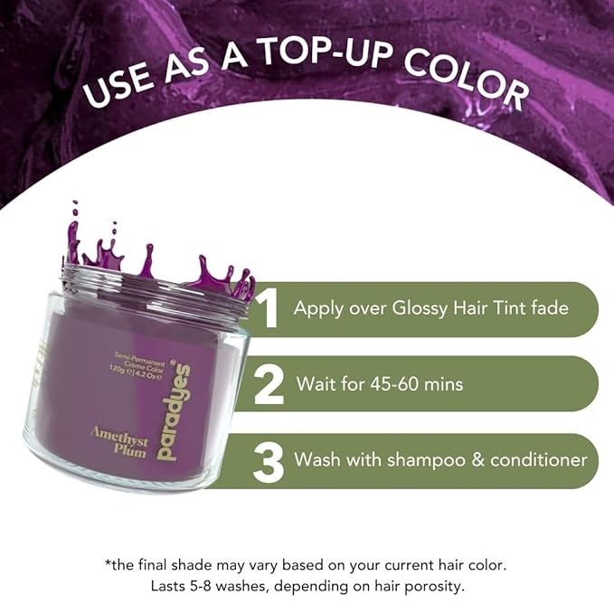 Paradyes Top-up Semi-permanent Amethyst Plum Diy Conditioner Based Hair Colour - 120 Gms