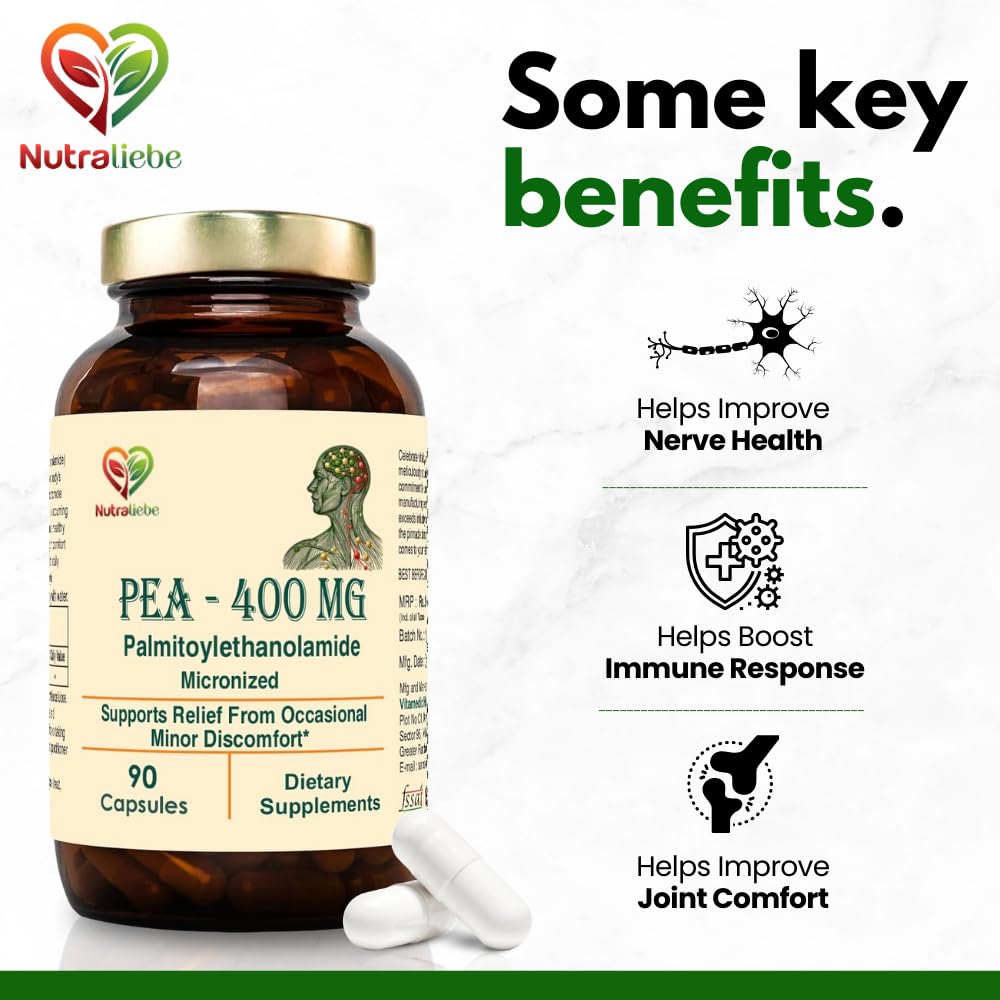 Nutraliebe PEA 400mg (Palmitoylethanolamide) â€“ Supports Joint Comfort, Immune Response, and Nerve Health â€“ 90 Capsules