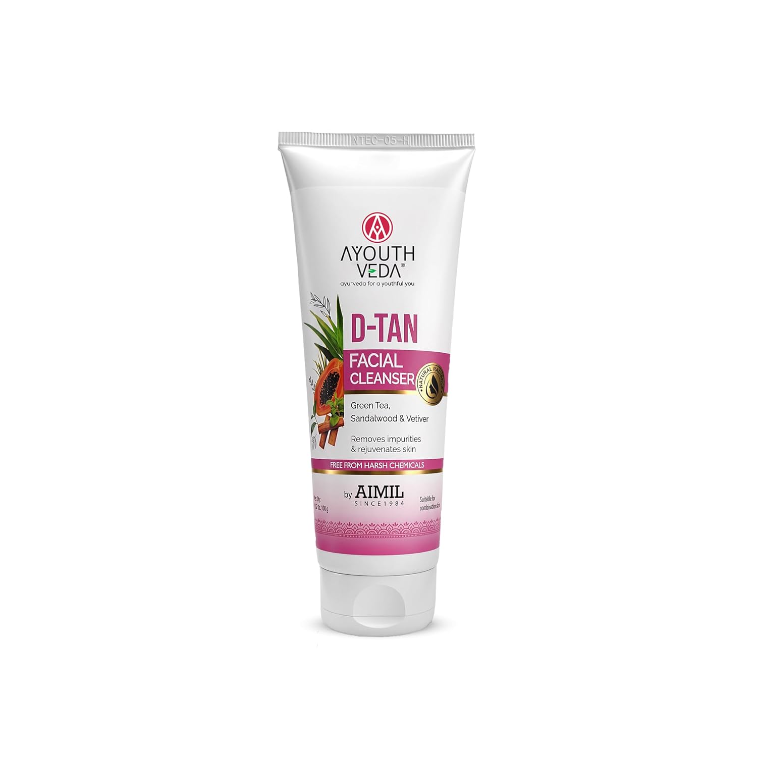 Ayouthveda D-Tan Facial Cleanser for Tan Removal & Skin Brightening | Helps Clean Dirt & Impurities | Enriched with Papaya, Lemon, Aloe Vera & Cucumber | Net Qty.- 100g