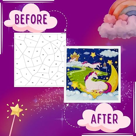 PepPlay Kid Sticker Puzzle Magical Unicorn Mess Free Diy Mosaic Craft Kit 175+Big Repositionable Stickers