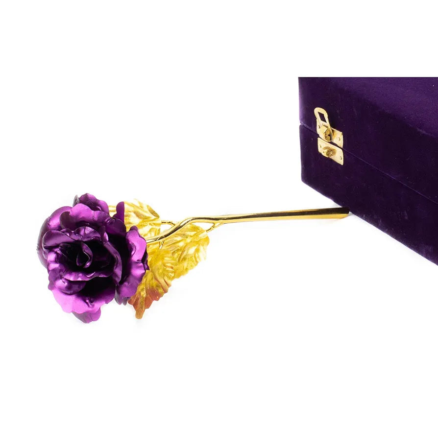 Forever Purple Rose Artificial Flower with Velvet Box Purple