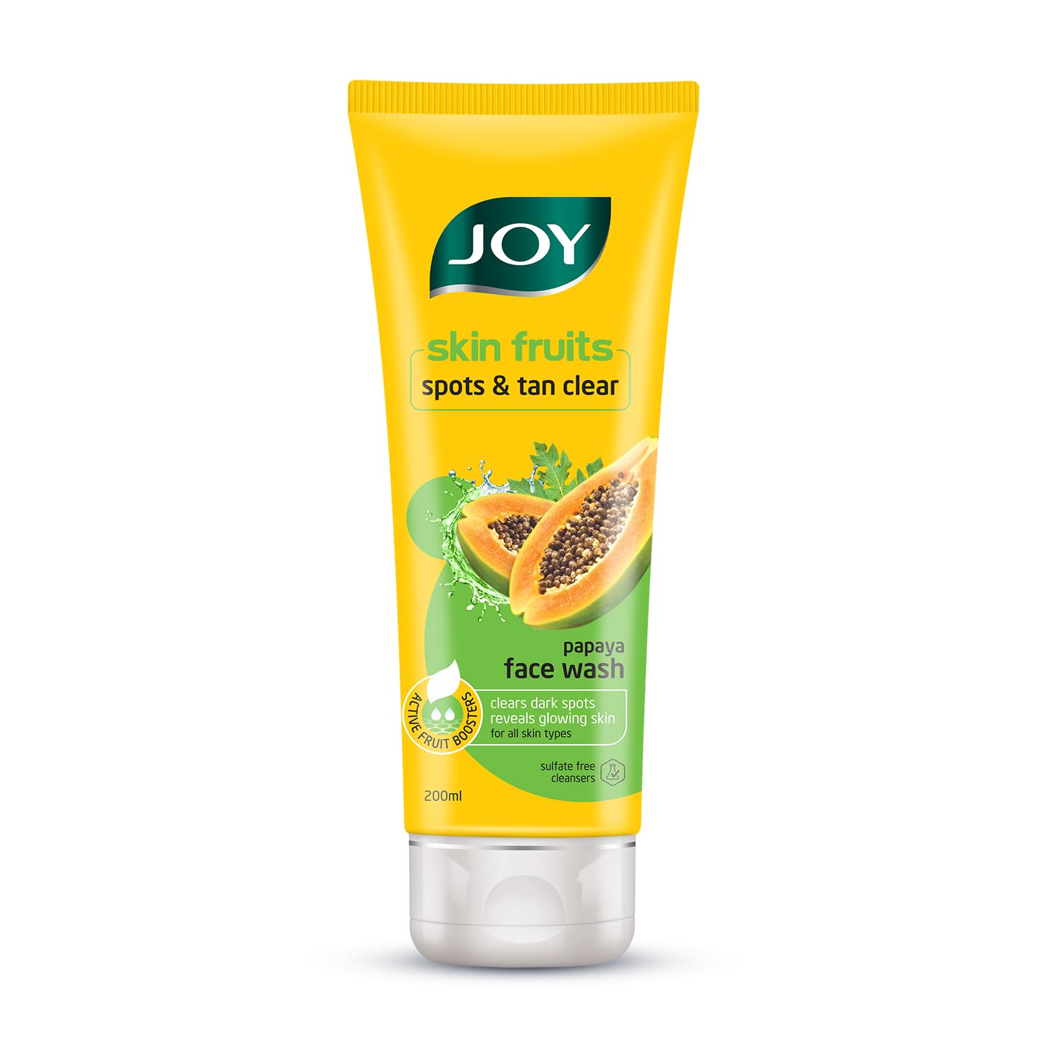 Joy Skin Fruits Spots & Tan Clear Face Wash 200ml | Enriched with Papaya & Vitamin C + A | For Healthy Glowing skin | Suitable for All Skin Types